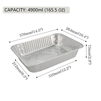 Contenants alimentaires rectangulaires jetables en aluminium écologiques de 4900 ml avec plateau/couvercle pour la vente à emporter