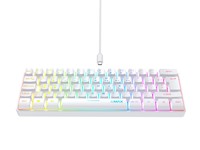 Clavier de jeu filaire RGB compact 60 %, 61 touches, blanc pur, câble Type-C détachable, sensation mécanique, clavier à membrane pour PC Gamer
