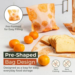 Lot de 8 sacs de conservation alimentaire réutilisables en coton biologique naturel, cire d'abeille et huile de jojoba – Alternative zéro déchet au plastique - Product Image 4