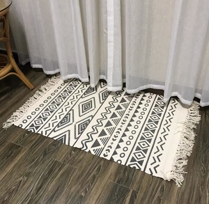 Haute qualité rayé motif coton lin gland tapis tapis lavable en Machine tapis personnalisés pour salon <span class=keywords><strong>Table</strong></span> basse - Product Image 4