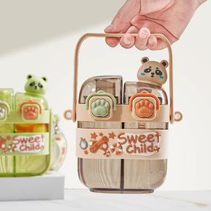 <strong>500</strong> Ml Double Compartment Children's Cute Straw Cup <strong>Plastic</strong> Double Drinking Water <strong>Bottle</strong> for Kids School - Product Image 3
