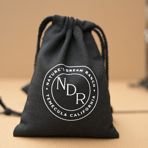Custom Eco Black Cotton Linen <strong>Canvas</strong> <strong>Drawstring</strong> <strong>Bag</strong> White Printed Logo Handbag for Hat Cap Shoe Packaging Dust <strong>Pouch</strong> Storage - Product Image 1