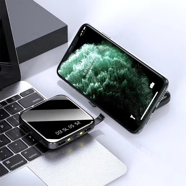 Factory Wholesale 20000mAh Mini Powerbank With Phone Holder Portable Mirror Power Bank Flashlight Battery