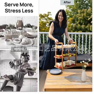 Plateau de service en bois à plusieurs niveaux, support à gâteaux à 3 étages pour les fêtes et usage domestique - Product Image 1