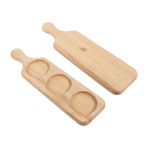 Rubber <strong>Wood</strong> Serving Tray with 3 Ceramic Bowls <strong>Wood</strong> <strong>Plate</strong> and Ceramic Dip Bowl Set - Product Image 5