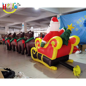 Decoración navideña personalizada enorme gigante inflable Navidad Santa Claus en trineo con renos - Product Image 6
