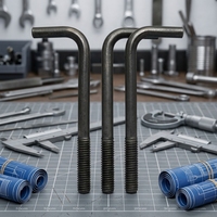 [Vente directe usine] Boulons d'ancrage en acier en forme de L et en forme de 7 pour pièces encastrées de structures en acier, Chine continentale, emballage groupé