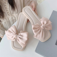 XIXITIAO 2024 Sandales et tongs de plage tendance pour femmes, chaussures plates à nœud mignon pour filles et femmes
