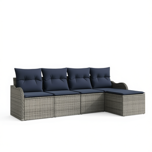 Set Divano da Giardino in Polyrattan Grigio a 4 Posti, Resistente alle Intemperie, Arredamento da Esterno dal Design Contemporaneo - Product Image 1