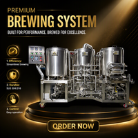 Sistem Pembuatan Bir Kompak 100L 3-Vessel Brewhouse dari Baja Anti Karat dengan Mash Tun, Kettle, dan Whirlpool untuk Nano Breweries