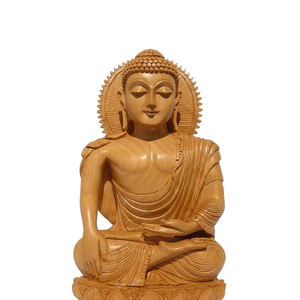 Figura de Buda de Madera Hecha a Mano, Ecológica, Tallada, Estatua de Meditación, Arte Coleccionable, Decoración de Rajastán - Product Image 1