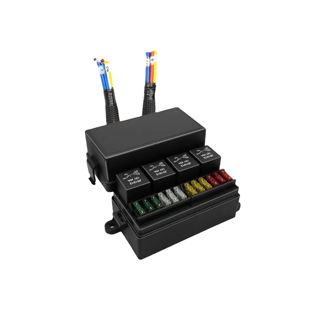 DAMAVO Custom Universal 6-Way Auto Fuse Box with Relay New Condition for Marine & Automotive Construction Vehicle Auto Parts