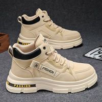Bottes Martin tendance pour hommes en gros, tige en PU artificiel, semelle robuste résistante à l'usure, bottes courtes décontractées style streetwear