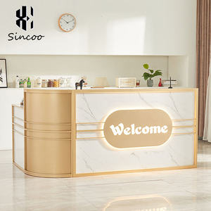 European Style Luxury Modern <b>Solid</b> <b>Wood</b> L-Shaped Reception <b>Desk</b> for Beauty Salon Hotel Spa - Product Image 1
