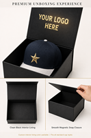 Boîtes à chapeaux rigides magnétiques haut de gamme personnalisées avec gaufrage et doublure en mousse pour l'emballage de casquettes de camionneur