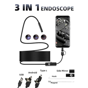 Caméra d'endoscopie Full HD MicroUSB Type-C pour smartphone Android, câble rigide et flexible de 2m, 5m, 10m, caméra d'inspection endoscopique de 5,5 mm - Product Image 6