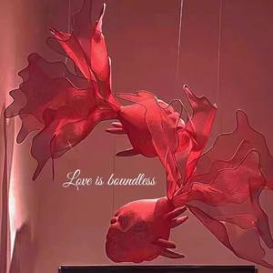 Décorations de mariage artisanales en organza ajouré, poissons rouges et carpes koï, ornements suspendus pour vitrine de centre commercial, installations artistiques - Product Image 5