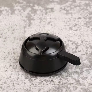 Accessoires pour fumer Shengling, bol à charbon en alliage d'aluminium avec poignée pour chicha, finition argentée et noire mate - Product Image 4