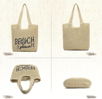 Sac de plage bohème tressé à la main en paille, sac fourre-tout en raphia brodé au crochet pour femme, sac à bandoulière d'été, logo personnalisé - Grande Vente