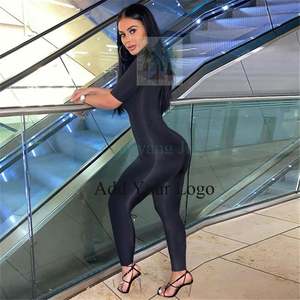 Product Custom Sexy Womens Playsuit Vinger Cot Rits Effen Kleur Een Stuk Lange Mouw Jumpsuit Voor Vrouwen - Product Image 1