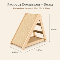 Griffoir pour chat en bois de pin avec sisal, inclinaison ergonomique à 45 degrés, barres d'escalade en corde, deux tailles, OEM