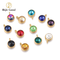 Accessoires de fabrication de bijoux DIY en or 10 mm, breloques en acier inoxydable avec pierres de naissance des 12 mois pour bracelets et bijoux