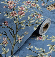 Papier peint auto-adhésif 3D en relief avec motif d'oiseaux et de fleurs, décoration murale pour salon