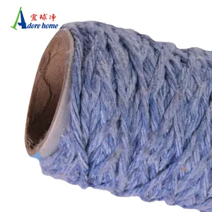 O fio do espanador do algodão de 4 dobras recicla o fio torcido material para o fio do azul do espanador