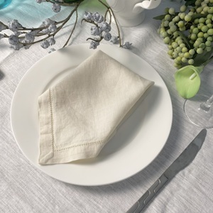 Servilletas de Lino Blancas Naturales con Bordado Personalizado al por Mayor, Servilletas de Lino para Bodas y Restaurantes - Product Image 3