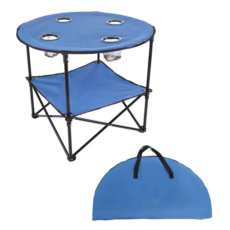 Складной компактный портативный складной холщовый круглый легкий стол для барбекю, пикника, складной походный стол с держателем для чашки