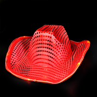 Cappelli da cowboy a LED luminosi e multicolori con paillettes lampeggianti forniti per molte occasioni