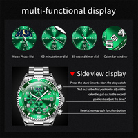 Montre homme personnalisée OEM 2926 avec logo, phase de lune, alliage de luxe, chiffres arabes lumineux, chronographe, quartz, étanche 3BAR
