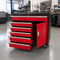 Armoire à outils mobile robuste à 7 tiroirs avec armoire latérale verrouillable, chariot à outils roulant pour garage et atelier