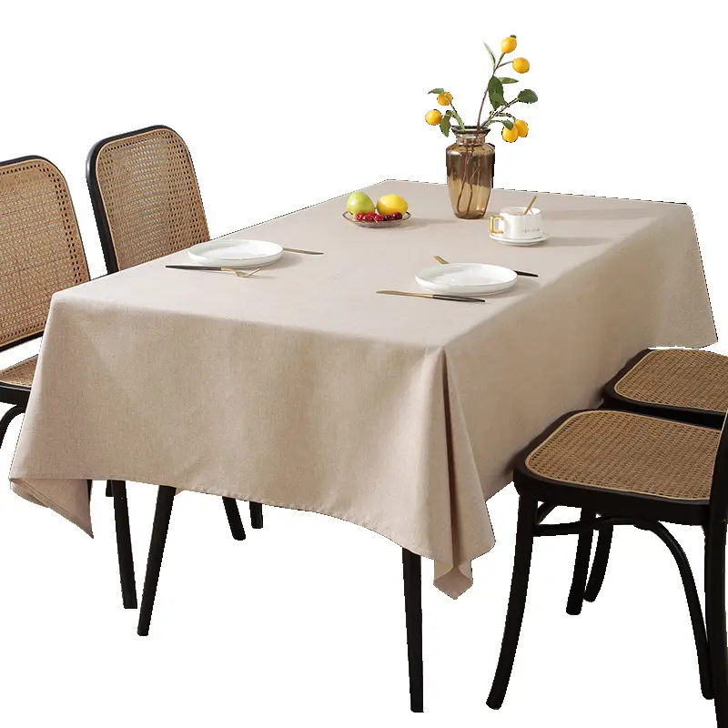 Table Cover Waterproof Linen Tablecloth Table Cloth Promotional Modern Wholesale Leaves Embroidered Faux Cotton Linen Printed HY