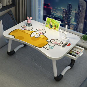 Bureau de chevet pliable multifonctionnel avec tiroir et porte-gobelet 60x40cm pour étudiants et usage domestique - Product Image 3