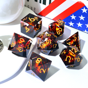 Vulkanische Draak 'S Lair Rpg Dobbelstenen-Handgemaakte Polyhedrale Hars Dnd Dobbelstenen Set Voor Kerkers En Draken Bordspellen En Rollenspel-M Rood - Product Image 2