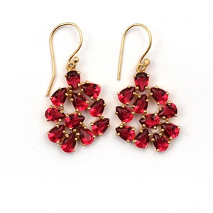 Prong — boucles d'oreilles en pierre précieuse plaqué or pour femme, design, crochet hydraulique, fuchsia, bijoux faits à la main - Product Image 1
