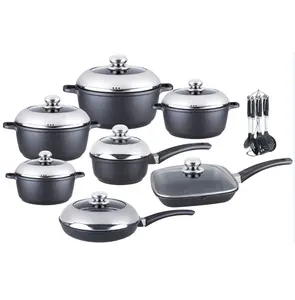 21PCS wholesale big commercial kitchen pan /aluminum alloy nonstick cookware sets /induction die cast cooking soup pots set