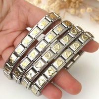 Pulsera elástica de eslabones con dijes italianos de cristal de imitación, 18 piezas, 9 mm, estilo punk, regalo para hombre, venta al por mayor