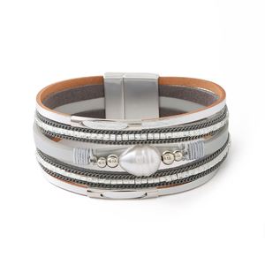 Casual <b>Leather</b> <b>Bracelet</b> Innovative Direct Factory Quote Flex Steel Bangle Holiday Gift for Women Accurate Precision Stamped - Product Image 5