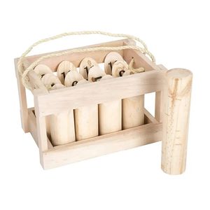 BAQU SM-02 Jeu de <span class=keywords><strong>quilles</strong></span> vintage en bois de pin finlandais pour jardin, jeux de plein air, 15x5.2cm, certifié FSC EN71 - Product Image 5