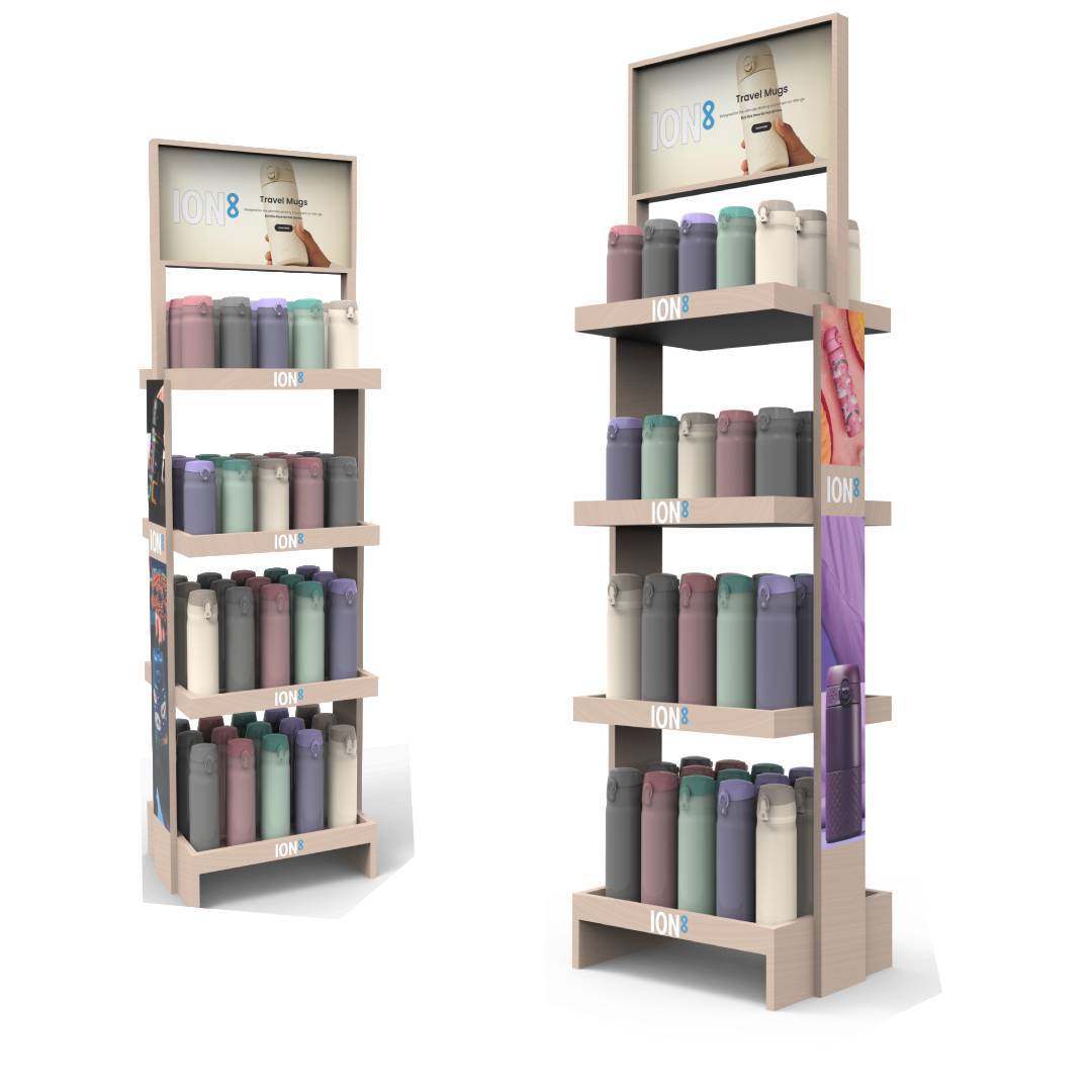 Customized Durable Wood Thermos Bottle Display Stand Supermarket Rack for Retail Shops & Supermarkets — view 1