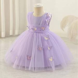 Vestido de Tul con Mariposas para Niñas, Vestido Blanco de Dama de Honor para Bodas, Cumpleaños, Espectáculos de Piano y Disfraces - Product Image 3