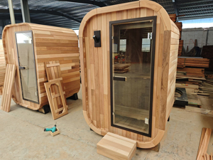 Mini sauna sec pour 2 personnes, sauna vapeur humide en bois pour usage domestique avec chauffage Harvia - Product Image 3