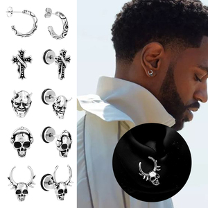 Aretes de Calavera de Terror de Halloween al Por Mayor para Hombres y Mujeres, Piercings de Acero Inoxidable Estilo Rock Punk Hip Hop, Joyería - Product Image 2