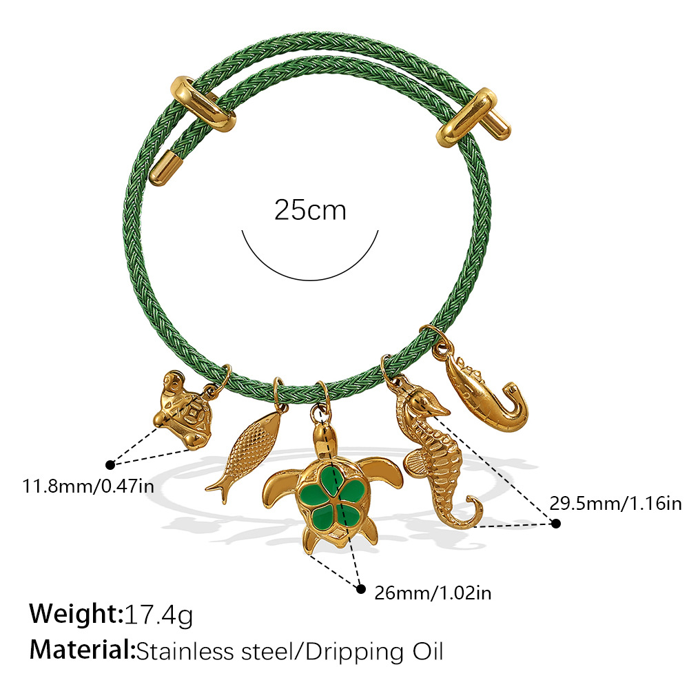SL224GNG Green Rope Multi-Accessory Bracelet