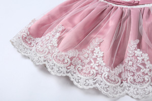 Robe de fête <span class=keywords><strong>pour</strong></span> enfants de style occidental, robe de demoiselle d'honneur rose <span class=keywords><strong>pour</strong></span> bébé fille de 1 an, robe de baptême d'été avec bandeau - Product Image 5