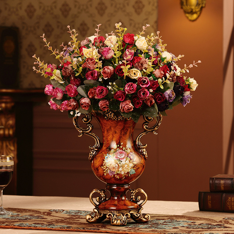 Florero + 6 piezas flores