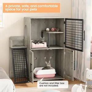 Casa para gatos de interior, baño moderno para gatos, Villa, caja de arena para gatos, muebles con plataforma