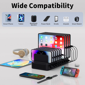 60W <strong>Charging</strong> <strong>Station</strong> for Multiple Devices, 10-Port <strong>USB</strong> Fast <strong>Charging</strong> <strong>Station</strong> with Adjustable Dividers - Product Image 5